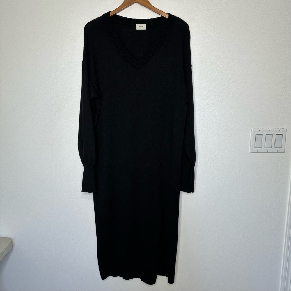 Wilfred Sweater Dress Black Merino Wool Medium‎